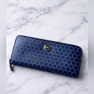 Michael Kors Black and Blue Dot Pattern Wallet